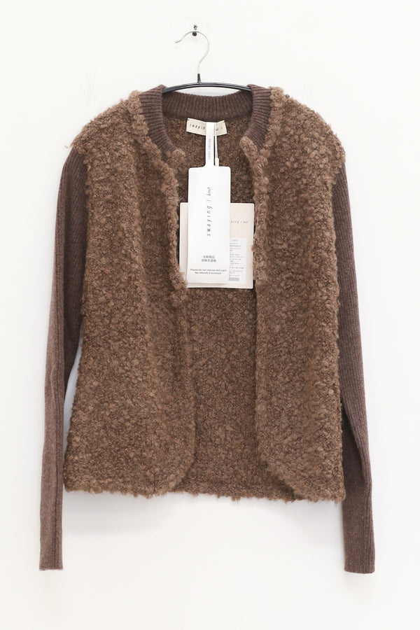 SWAYING 25 Fall/Winter Alpaca Blend Patchwork Jacket SW-SW25AW1T36C2S4-ZONG (Brown)